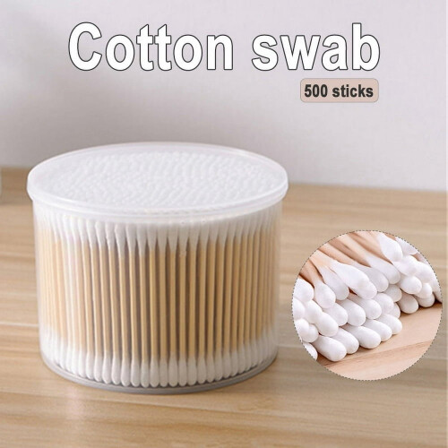 Cotton Swabs with Case Dual Round Head 500 PCS