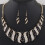 Rhinestone Chain Necklace and Hook Earrings Set Blue 3