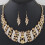 Rhinestone Chain Necklace and Hook Earrings Set Blue 4