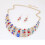 Rhinestone Chain Necklace and Hook Earrings Set Blue 6