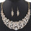 Rhinestone Chain Necklace and Hook Earrings Set Blue 7