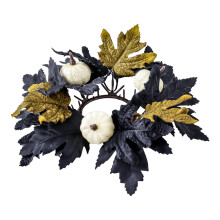 Halloween artificial rose candle ring wreath black maple