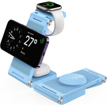 Magnetiskt trådlöst laddningsställ, 3-i-1 hopfällbar laddningsstation för kompatibel med iPhone 15-12, kompatibel med Apple Watch Ultra/SE/9-2
