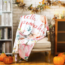 Autumn Throw Blanket Orange Pumpkin Design 50x60 Inches