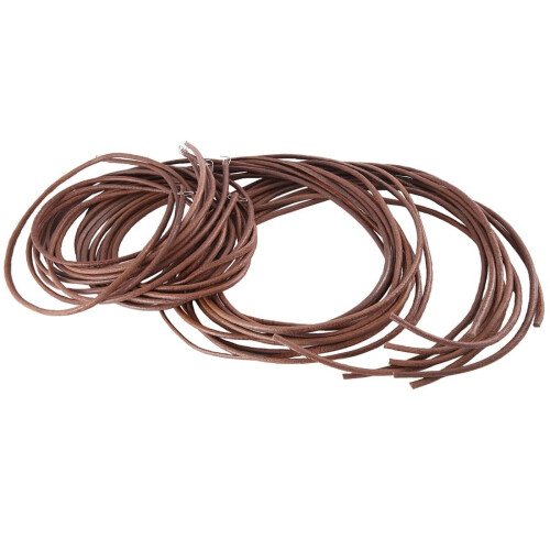 Lærstrimmelsnor 0,5 mm flat mørk brun 10 stk 1