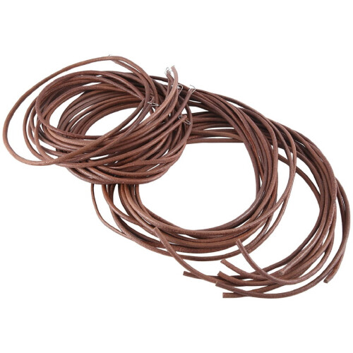 Lærstrimmelsnor 0,5 mm flat mørk brun 10 stk 2