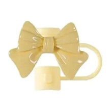 Yellow cartoon bow straw cover for 10mm glass straws
