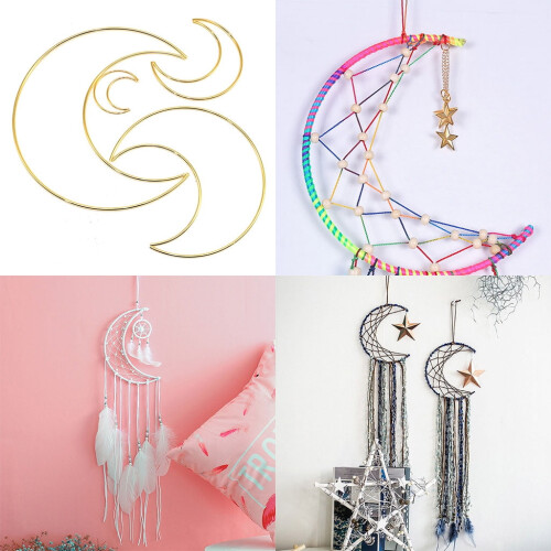 Metal macrame moon hoop for dreamcatcher DIY craft ring 1