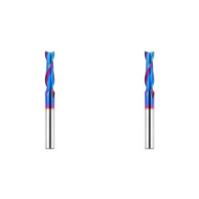 2X Fresas Espirais de Corte Ascendente com Haste de 1/4 de Polegada, Fresa de Topo CNC de Metal Duro para Entalhe em Madeira e Acabamento de Bordas