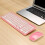 Teclado e mouse ergonômicos sem fio OTVIAP rosa 4