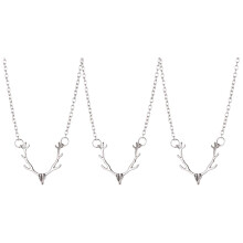 Christmas Elk Antler Pendant Jewelry Set Silver 3 Pieces