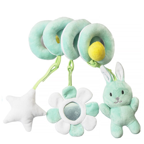 Car Seat Toys for Babies 0-6 Months Teether Squeaker Mirror