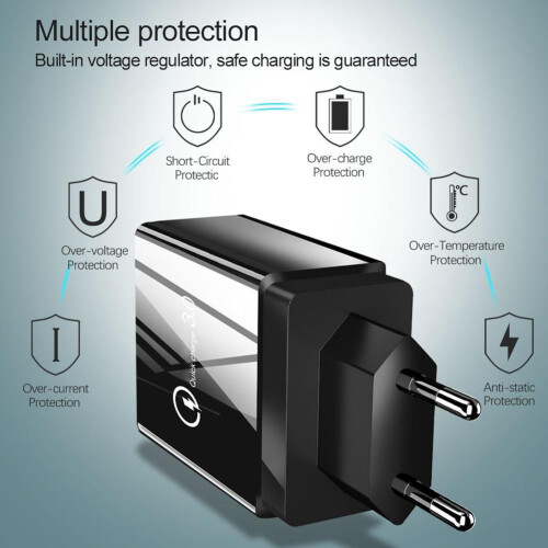 QC3.0 reistelefoonoplader met 4 USB-poorten 1