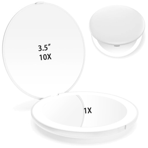 LED Travel Makeup Mirror 1X/10X 3.5 Inch Folding