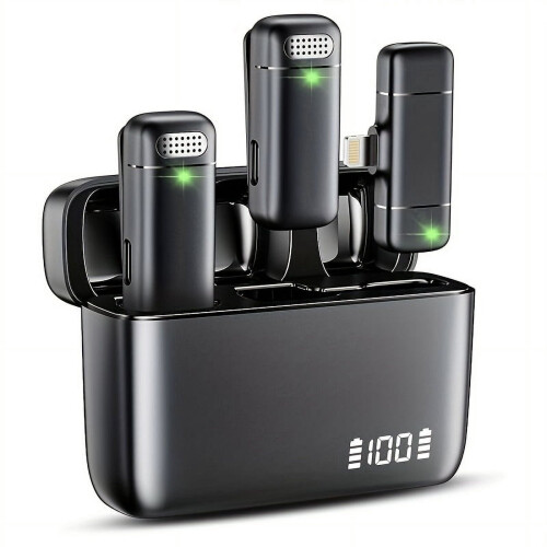 Wireless Lavalier Microphone for iPhone with Charging Case