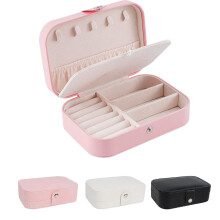 Jewelry Box Leather Travel Case 2-Layer Pink