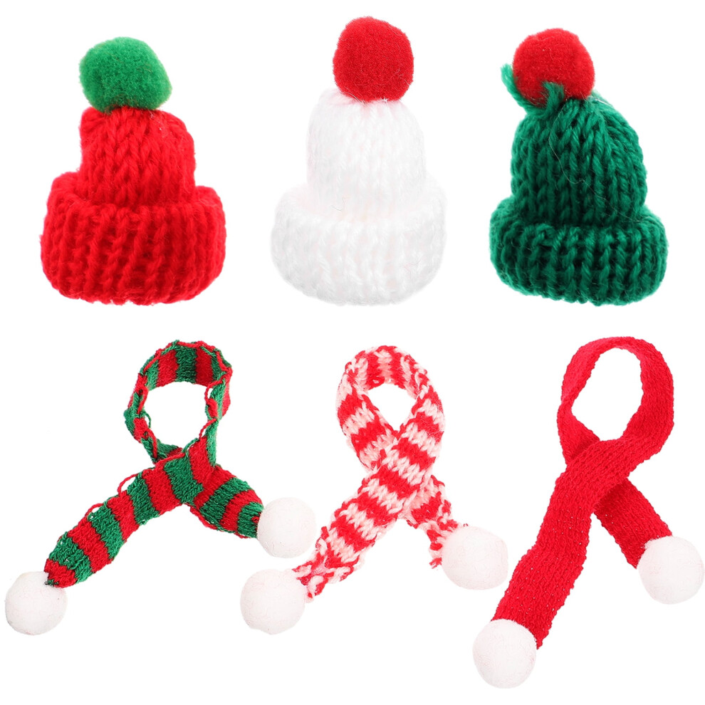 Mini Knit Hat Ornament Set For Crafts 6Pcs 9314556501562