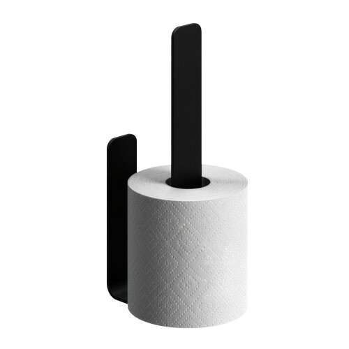 Self-Adhesive Toilet Roll Holder, Matte Black, Holds 2 Rolls
