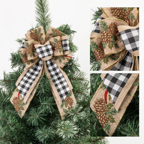 Red and Black Plaid Tree Topper Bow 1 Pack