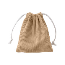 Corduroy storage bag with drawstring strap and pocket,