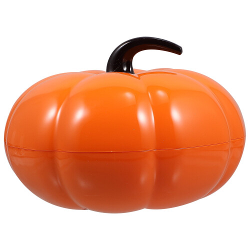 Pumpkin-shaped plastic storage box orange 1 pc