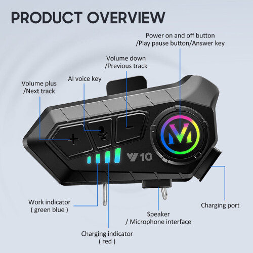 Intercom Bluetooth 5.3 pour moto avec 2