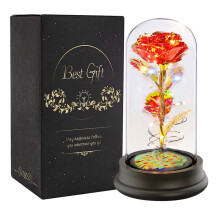 Bouquet de roses colorées Husfou 12" en verre artificiel, idéal pour la fête des mères.