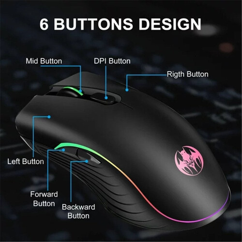 Aippl 2.4G wireless gaming mouse rechargeable 3 DPI 2