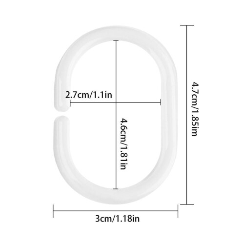 Curtain Rod Hooks White Plastic Rings 12/24/36 pcs 1