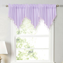 Huixinou floral sheer lace curtain with scalloped edges