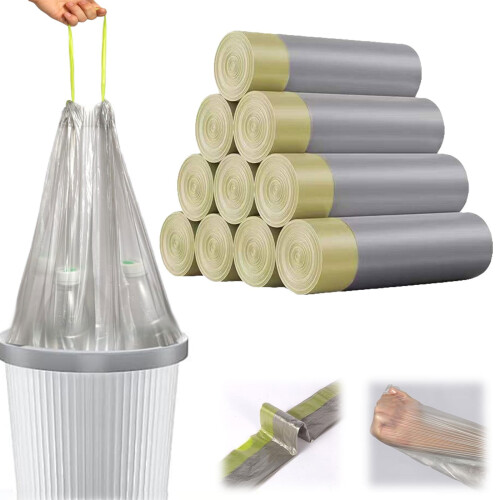 Garbage Bags Extra Thick Drawstring 10 Rolls 4 Gallon