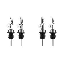 4Pack Stainless Steel Oil Pour Spouts, Replacement Bottle Pourers Oil Spout Liquor Pourers Auto Flip Feature Silver