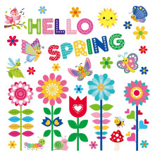 Huarrl Christmas wall stickers 9 pcs spring flowers
