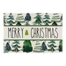 Christmas linen placemats tree print 4 pcs