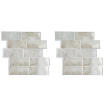 Subway Backsplash-Fliesen, Abziehbar und Aufklebbar, Wandfliesen für Badezimmer, Wasserfest, 20 Blätter, Beige, Stein, Abziehbar und Aufklebbar,