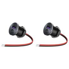 2X 12-V-USB-Steckdose, Einbaumontage, 30 W PD Typ-C und 18 W QC3.0, Aluminium-Schnellladeanschluss für Wohnmobil, Wohnwagen, Anhänger, LKW, Boot