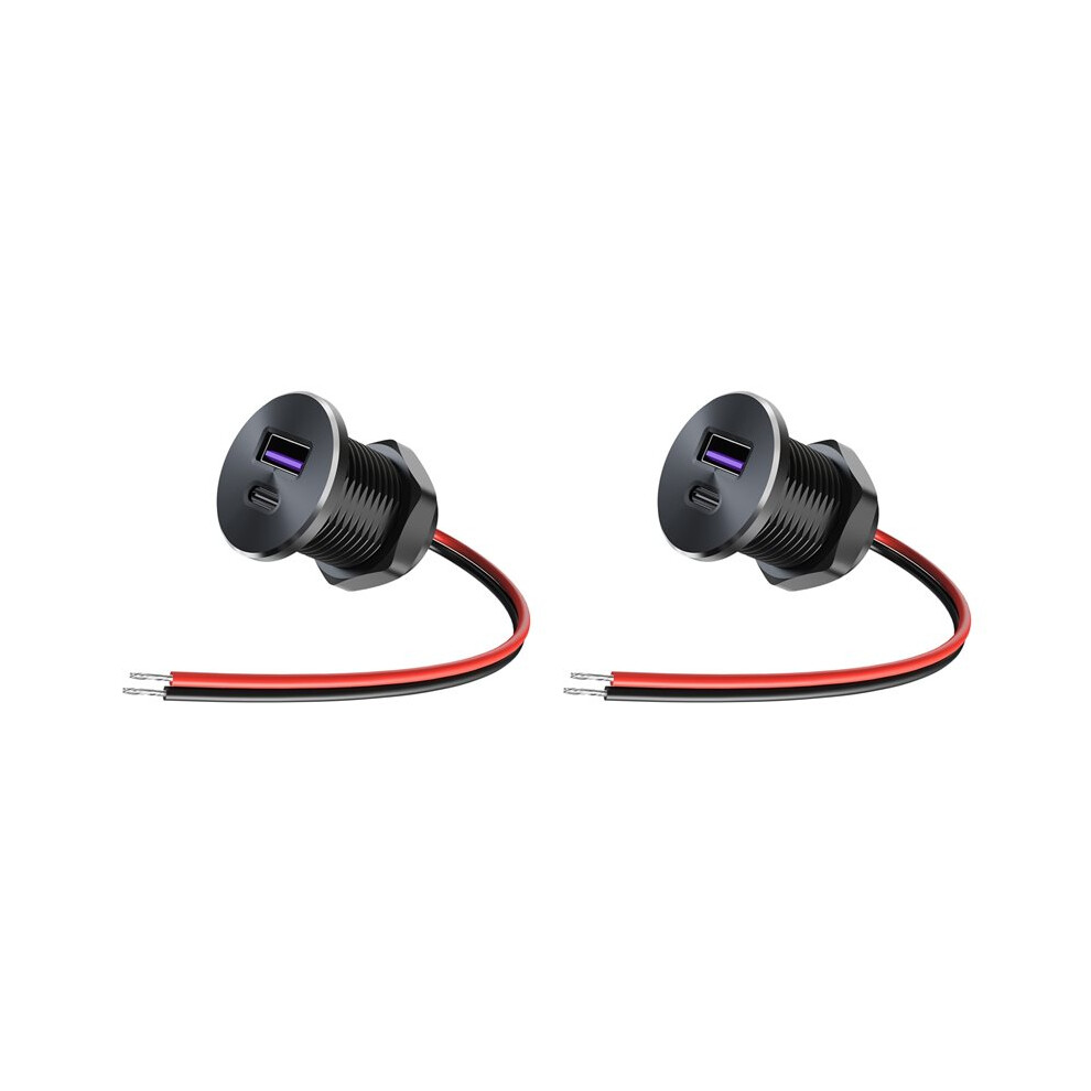 2X 12V Usb Outlet Recessed Mount 30W Pd Type-C & 18W Qc3.0 Aluminum Fast Car Charger Port 6032015606667