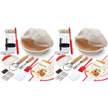 2X Complete Sourdough Kit with Banneton Bread Proofing Basket and Glass Jar for Bread Making