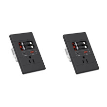 2X Prise Murale USB-C avec Alimentation GaN PD20W, USB-C et USB-A, Câble USB-C Rétractable pour Interface pour , Inviolable, 15 A, 125 V,