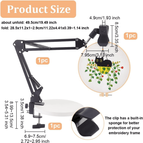 Support de table à broder noir, porte-cercle à broder rotatif à 360 2