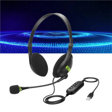 2X USB-Headset med Kabel med Mikrofonbrusreducerande Kontroll Business Comfort-Hörlurar för Chattprogram
