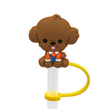 Cartoon Puppy Straw Cover Silicone Dust Plug 10mm