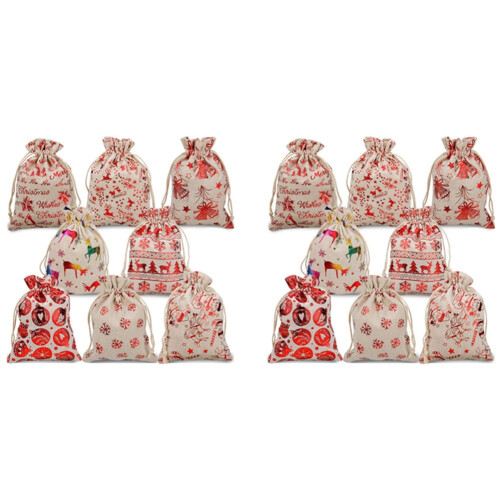 Christmas drawstring gift bags burlap 32 pcs