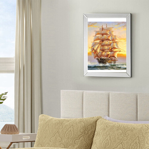 Boat Landscape Diamond Embroidery Kit 2 Pieces 1