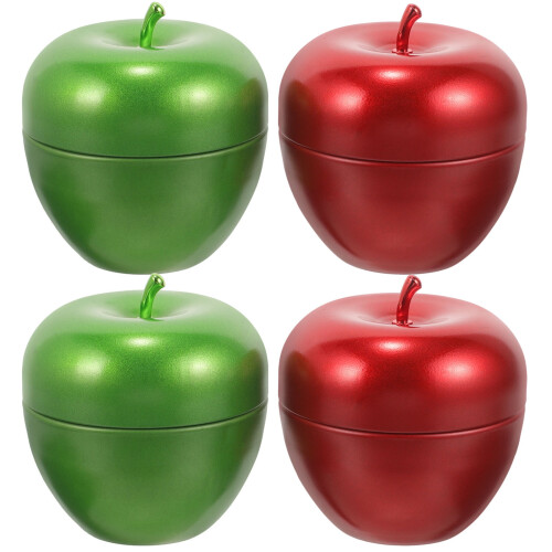 Apple-Shaped Tea Canisters with Lids - 8pcs Red Green