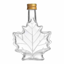 Glass maple syrup bottle leaf-shaped food-grade reusable 12