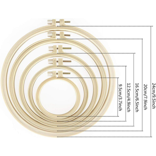 Plastic Embroidery Hoops Set 5 pcs 3.7 to 9.5 inch 1