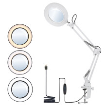GoolRC LED desk lamp with swing arm and 8x magnifier