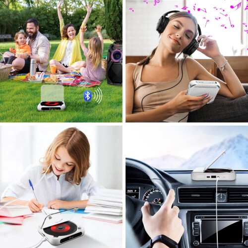OKbus kannettava CD-soitin Bluetooth ladattava musta 2