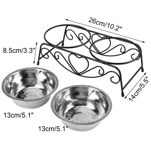 Elevated Pet Feeder Set Stainless Steel Bowls with Iron 1